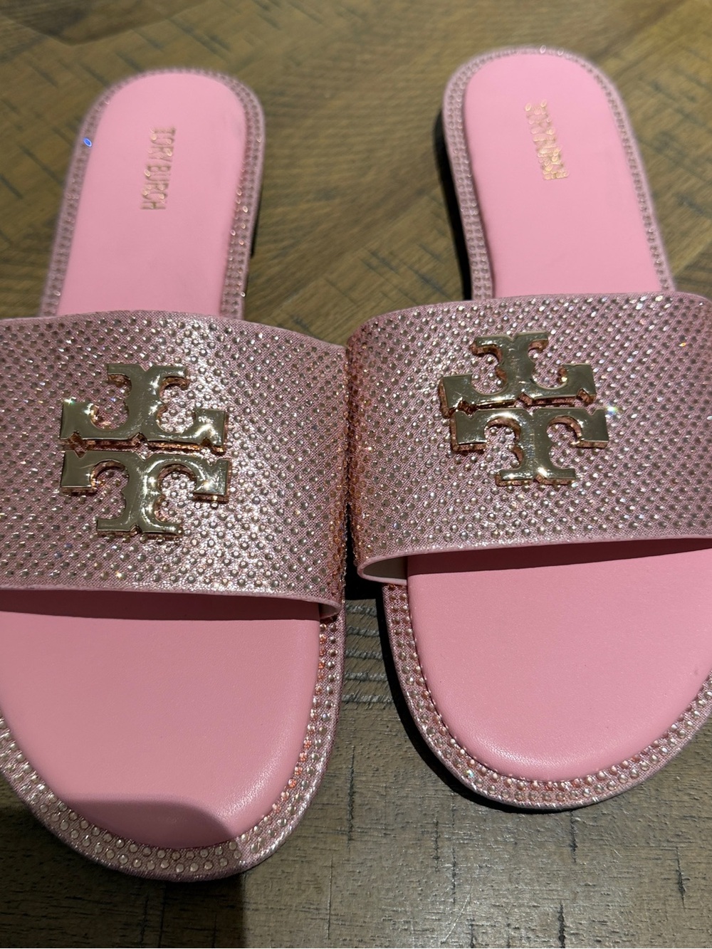Tory Burch Pink Crystal Slide Sandals
